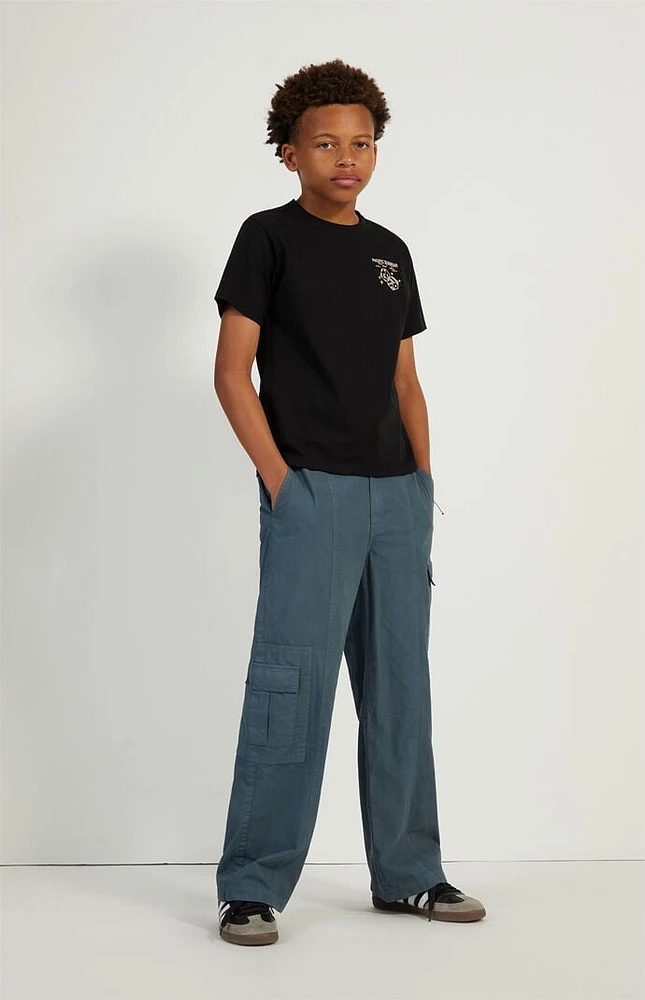 PacSun Kids Dark Slate Low Rise Cargo Puddle Pants