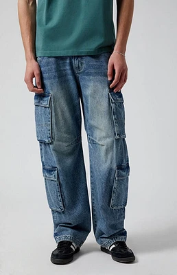 Pacsun Dark Indigo Baggy Barrel Cargo Jeans