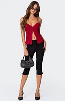 Edikted Crimson Lacey Split Front Top