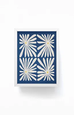 Blue Flower Maple Framed Mini Art Print
