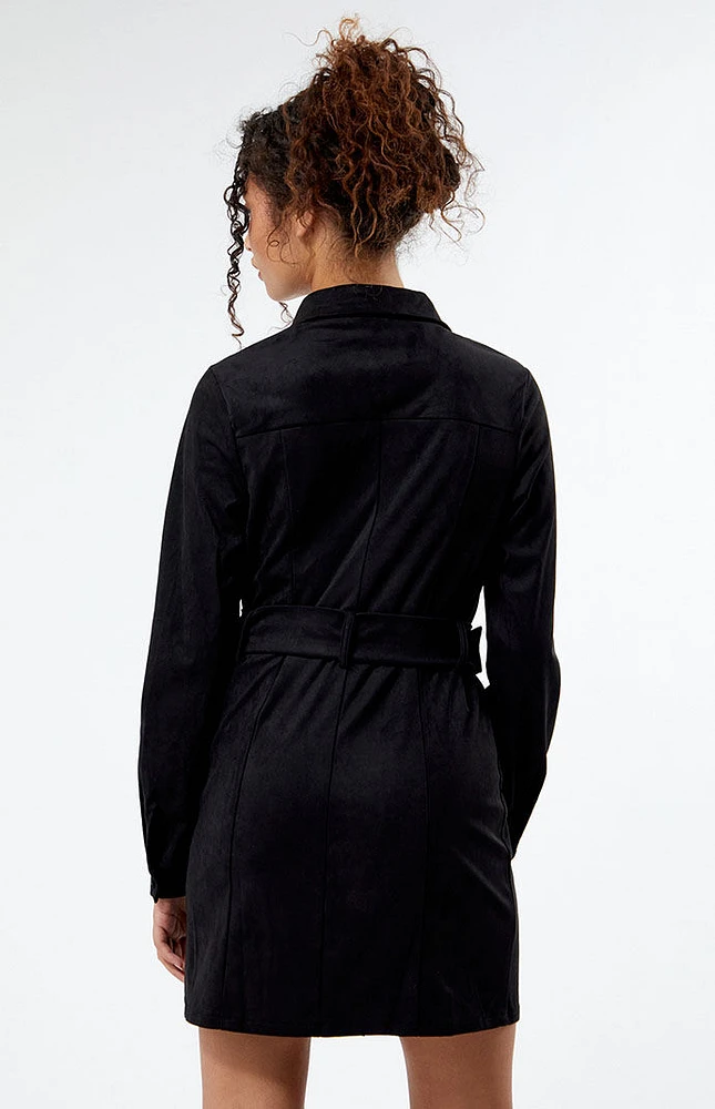 Daisy Street Button Through Suede Dress