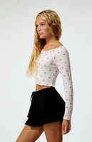 Est. PAC 1980 Cherry Print Lace Long Sleeve Top