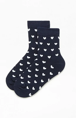 Navy Heart Quarter Socks