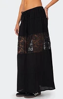 Edikted Double Tie Lace Panel Maxi Skirt