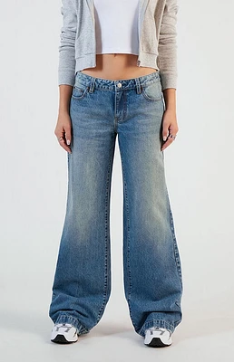 Pacsun Casey Tinted Low Rise Baggy Jeans Dark Indigo