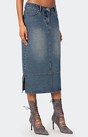 Edikted Lassy Washed Denim Midi Skirt