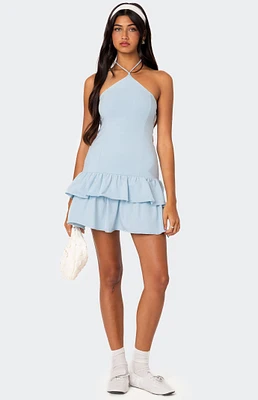 Edikted Dorit Ruffled Halter Mini Dress