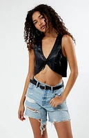 Pacsun Faux Leather Tie Front Vest