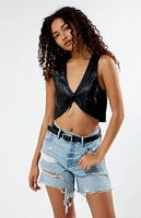 PacSun Faux Leather Tie Front Vest