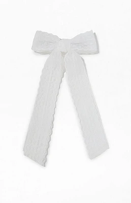 LA Hearts White Piper Lace Bow Hair Barrette