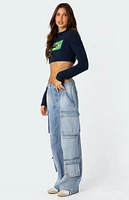 Edikted Tara Low Rise Denim Cargo Jeans