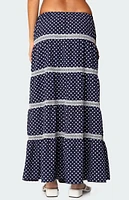 Edikted Polka Dot Tiered Maxi Skirt