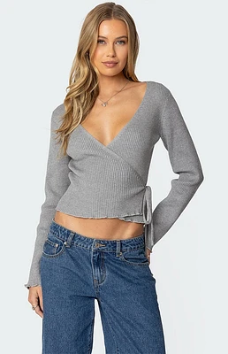 Edikted Paden Ribbed Knit Wrap Top