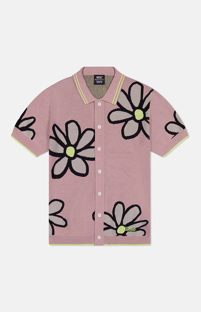 WeSC America Inc Mauve Daisy Short Sleeve Polo Cardigan