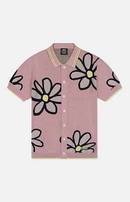 WeSC America Inc Mauve Daisy Short Sleeve Polo Cardigan