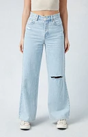 PacSun Eco Light Blue Ripped Wide Leg Jeans