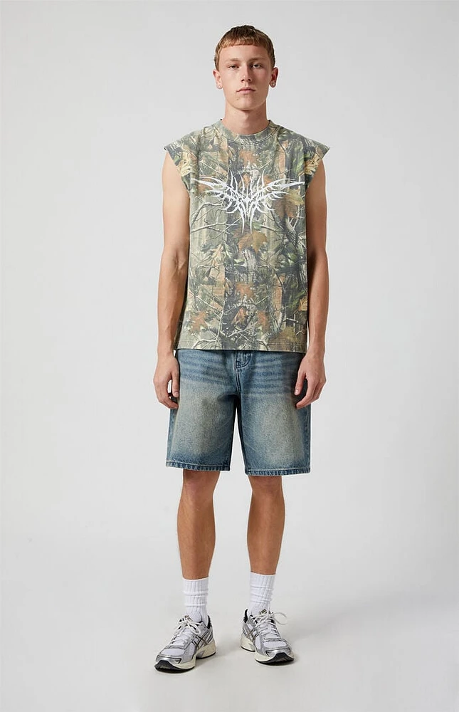 PacSun Medium Indigo Baggy Denim Shorts