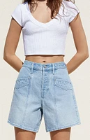 PacSun Light Indigo High Waisted Relaxed Denim Shorts