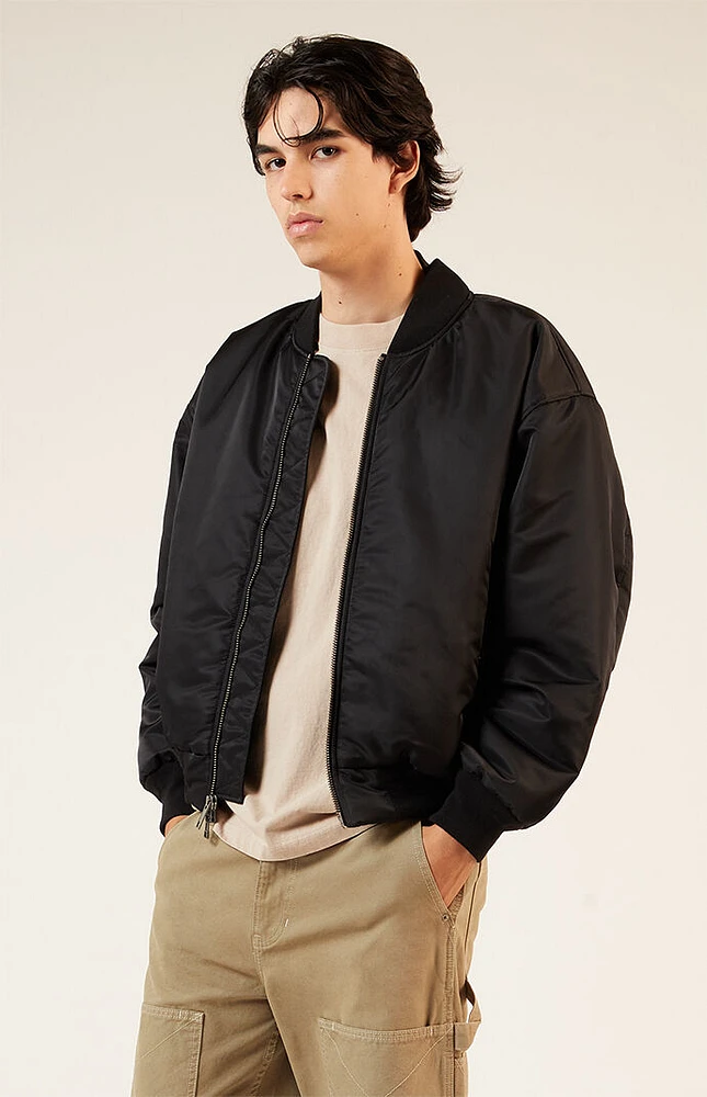 PacSun Black Nylon Bomber Jacket