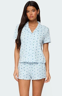 Edikted Camden Floral Pointelle Button Up Shirt