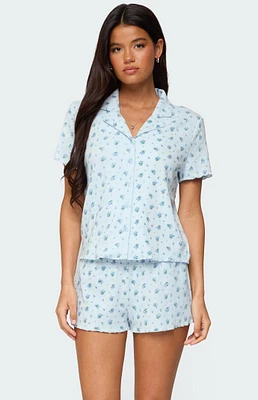 Edikted Camden Floral Pointelle Button Up Shirt