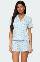 Edikted Camden Floral Pointelle Button Up Shirt