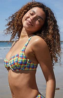 Pacsun Rainbow Plaid Joey Underwire Bralette Bikini Top