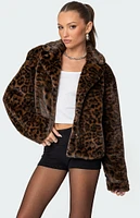 Edikted Lady Leopard Faux Fur Jacket