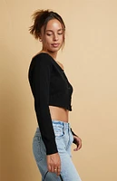 Beverly and Beck Isabela Off-The-Shoulder Cropped Cardigan