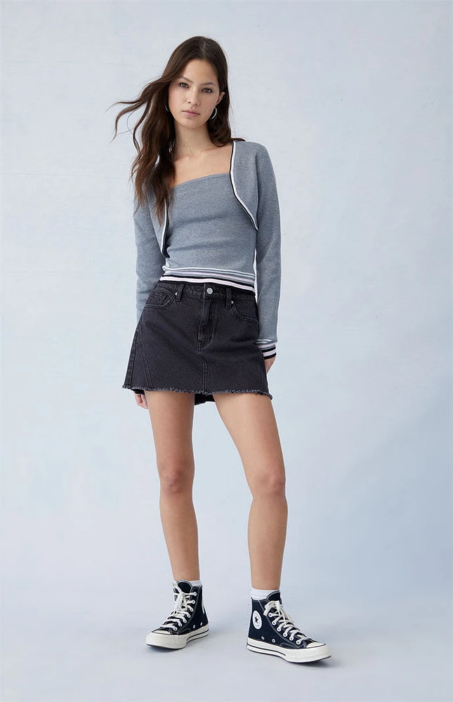 PacSun Eco Black Mid Rise Denim Mini Skirt