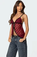 Edikted Maude Tie Front Sheer Lace Top