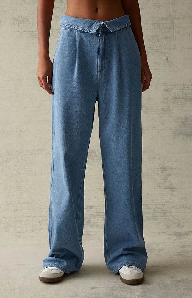 PacSun Light Blue Fold-Over Trousers