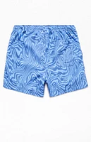 PacSun Blue Warp AOP 4.5" Swim Trunks