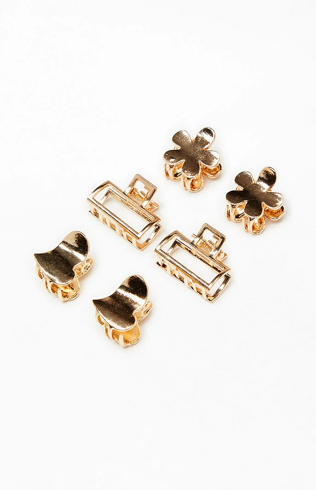 PacSun 6 Pack Tony Heart Hair Claw Clips