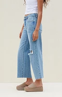 PacSun Medium Indigo Ripped Cropped Wide Leg Jeans