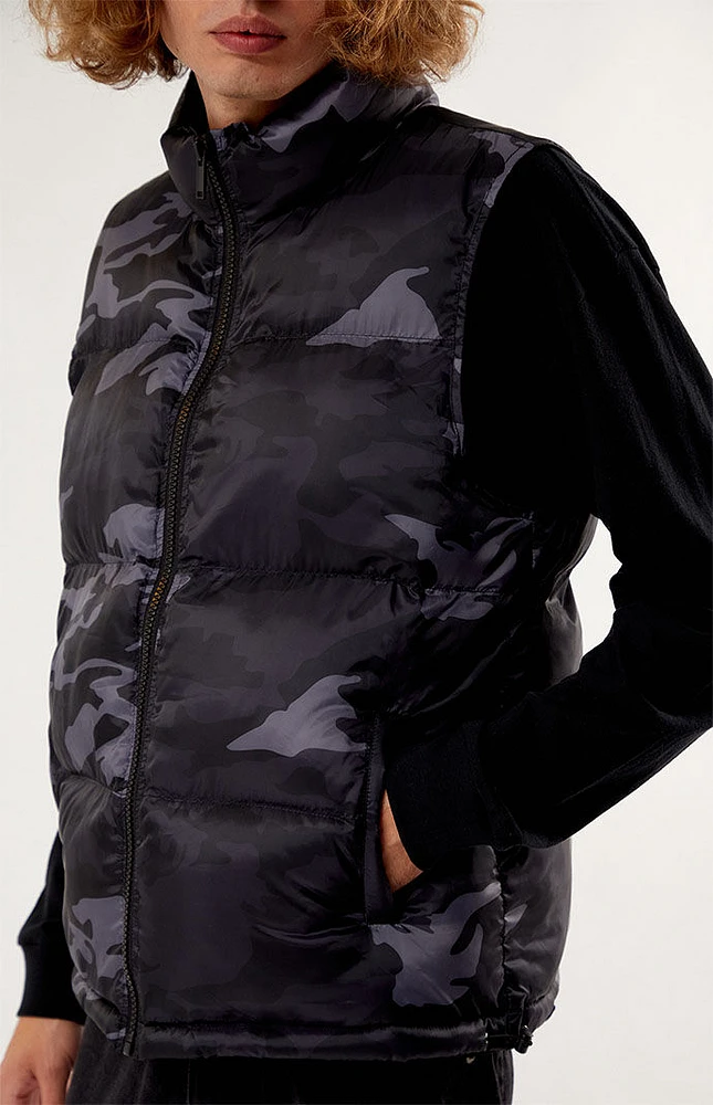 Black Camo Puffer Vest