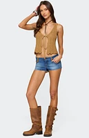 Edikted Sadiee Split Front Knit Top