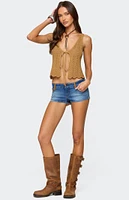 Edikted Sadiee Split Front Knit Top