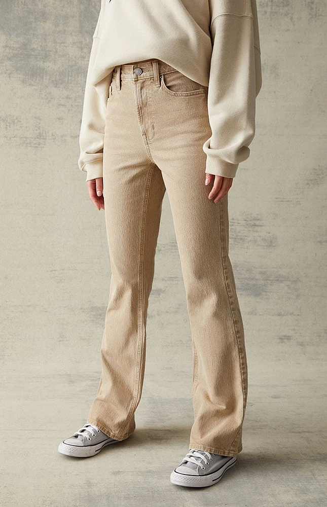 PacSun Beige Stretch High Waisted Bootcut Jeans