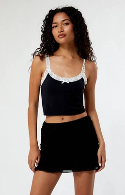LA Hearts Black Chiffon Mini Skirt