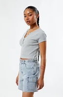 PacSun Light Indigo Denim Cargo Dad Jorts