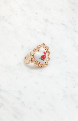 LA Hearts Vintage Heart Rose Ring