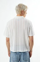 Pacsun White Lance Swirl Knit Oversized Camp Shirt