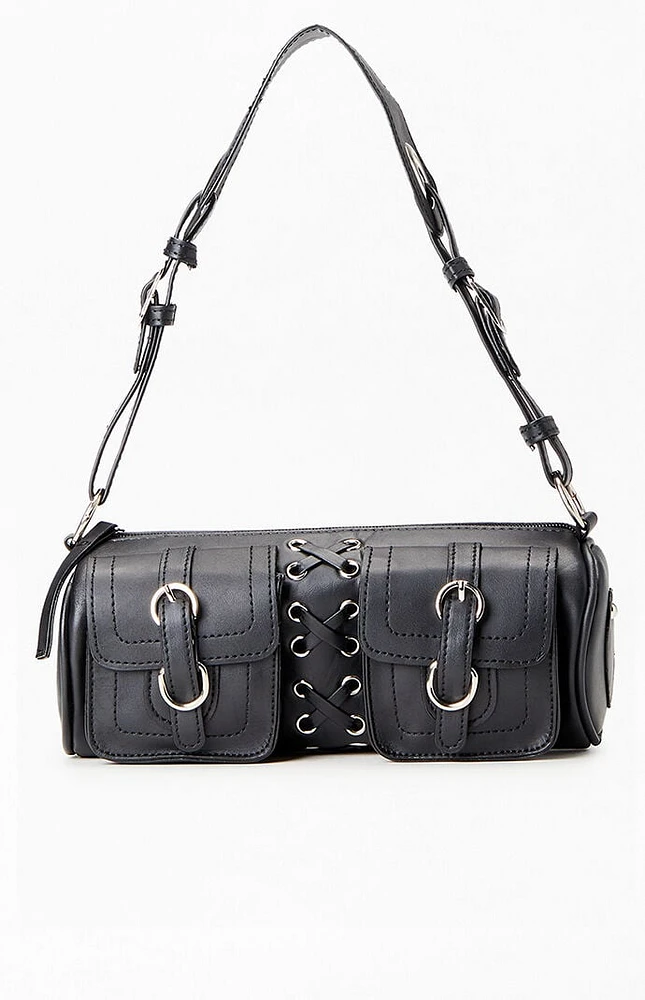 PacSun Faux Leather Lace Up Structured Shoulder Bag