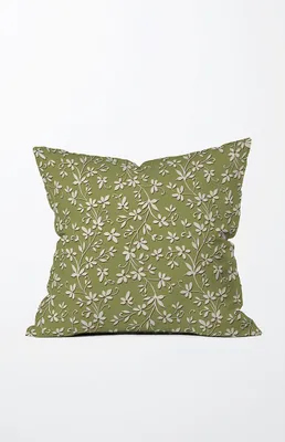 Green Flower Outdoor Throw Pillow
