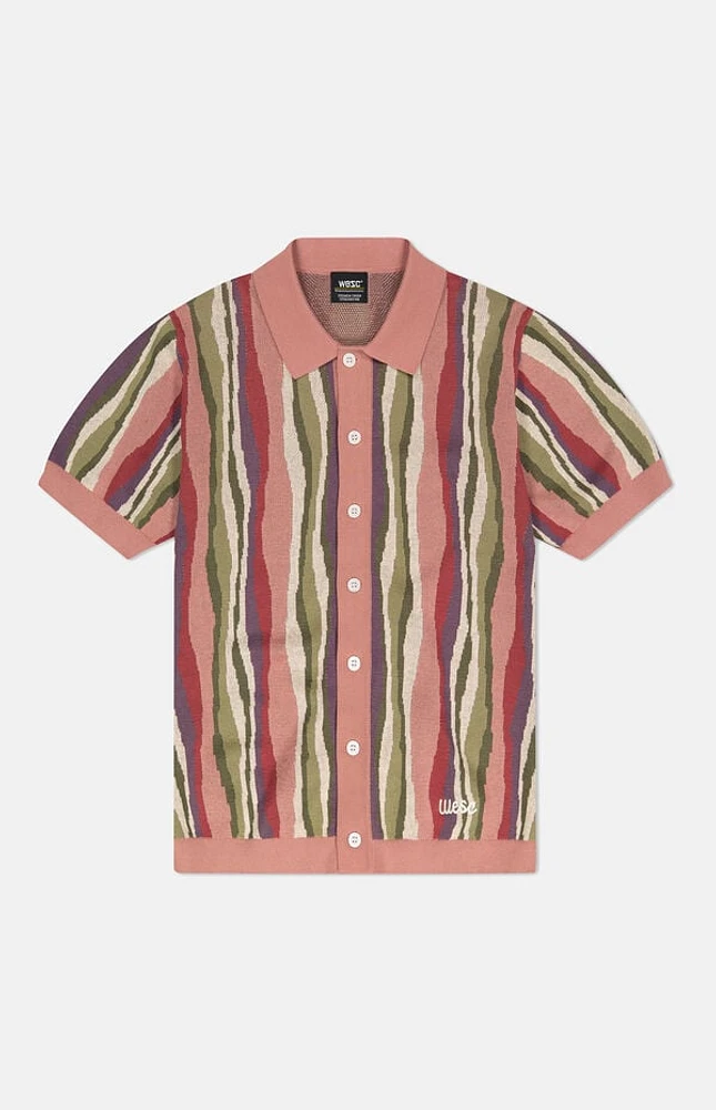WeSC America Inc Rose Rippled Short Sleeve Polo Cardigan
