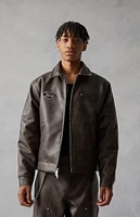 FORD Faux Leather Bull Zip Up Jacket