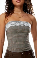 LA Hearts Plaid Strapless Corset