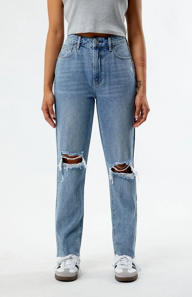 PacSun Eco Medium Indigo Ripped Mom Jeans