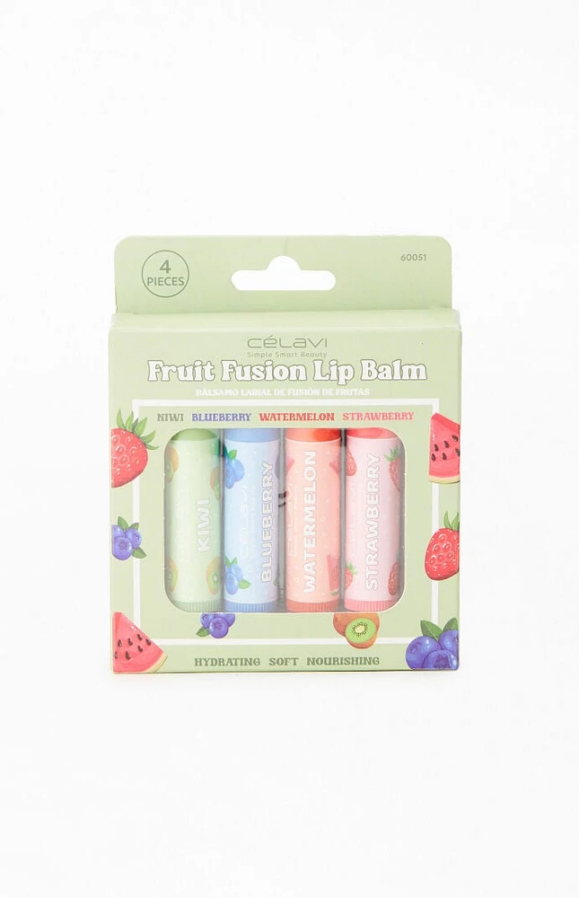 CELAVI 4 Pack Fruit Fusion Lip Balms